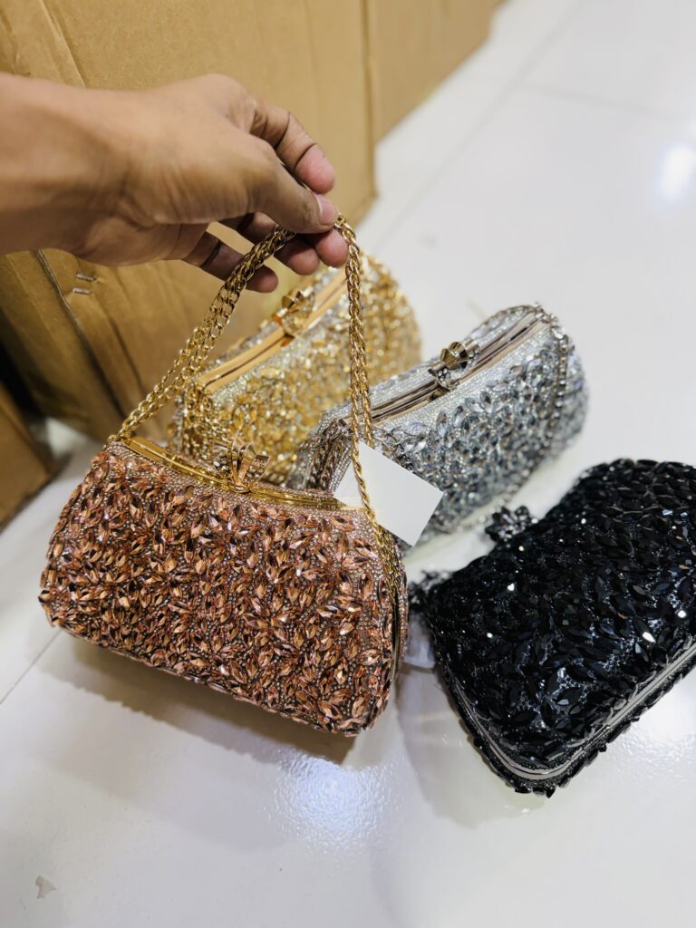 Crystal Leaf Evening Clutch – Assorted Colours