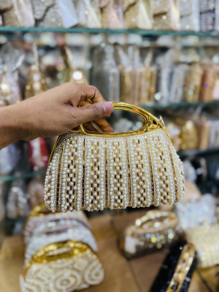 Gold Pearl Fringe Evening Handbag