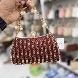 Ruby Red Crystal Stripe Evening Handbag
