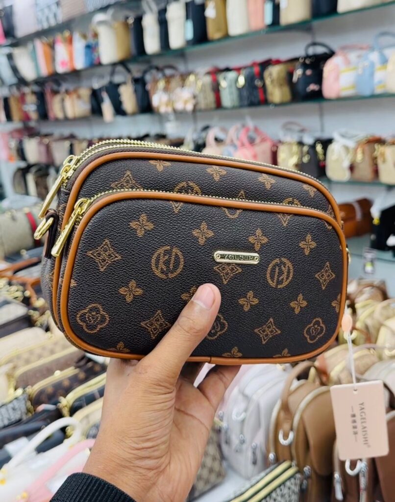 Dark Brown Monogram Double-Zip Crossbody Bag