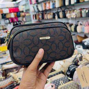 Chocolate Monogram Double-Zip Crossbody Bag