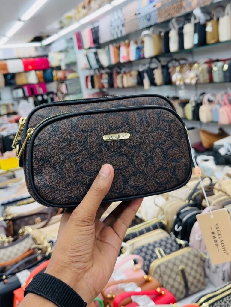 Chocolate Monogram Double-Zip Crossbody Bag